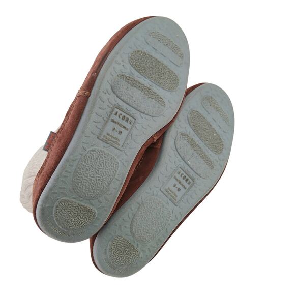 Acorn Men's SZ 9/10 Sweater & Suede Slippers Grey Ragg Wool Indoor/Outdoor - Picture 7 of 7